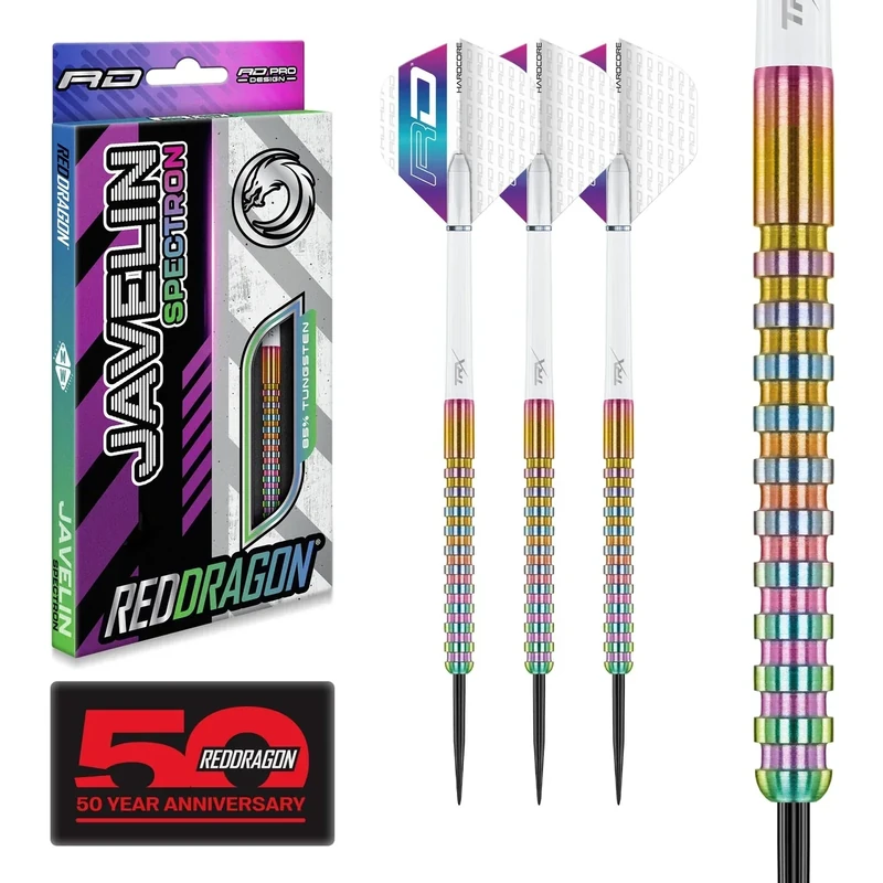 RED DRAGON Darts - Javelin Spectron 24g - 85% Wolfram - Professionelles Stahlspitze Dartpfeile Satz mit Flüge & Schäften