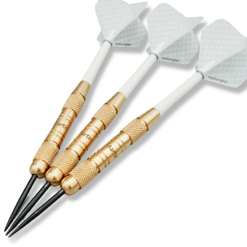 Personalisierte Dartpfeile mit Gravur zum selbst gestalten | Steel Dartpfeile mit Metallspitze, Schäften und Darts Flights für Dartscheibe | 22g Dart-Set personalisiert mit Namen als Dart Geschenk