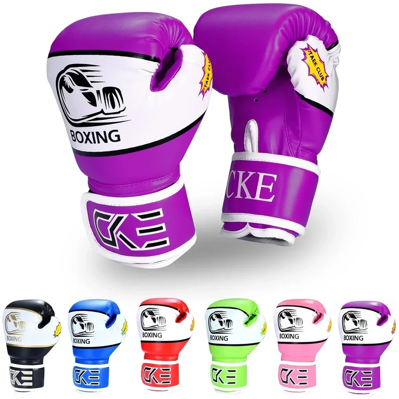 CKE Kinder Boxhandschuhe für Kinder 5-12 Jahre Jungen Mädchen，Boxhandschuhe Trainingshandschuhe Boxing Gloves für Kids Boxsack Kickboxing für Muay Thai (Purple)