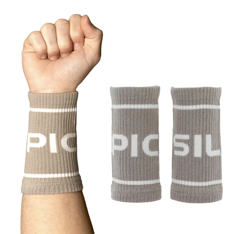 Picsil Sport Schweißbänder, saugfähiges Baumwollarmband für Crosstraining, Paddel, Tennis, Fitness, Unisex (Tan)