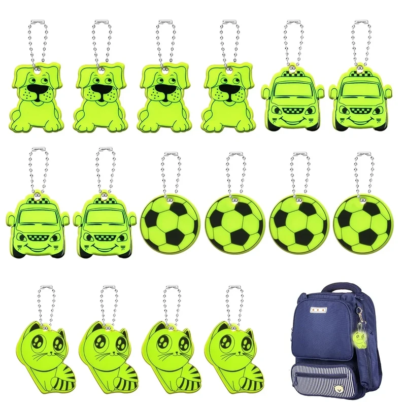 OSDUE 16PCS Sicherheits Reflektor Anhänger, Kinder Reflektor Anhänger, Reflektierend Anhänger,für Schultasche Kleidung Rucksack Radfahren Gehen Laufen