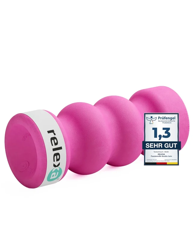 Relexa Faszienrolle Double-Twin - Ideal Zur Massage Bei Rückenschmerzen & Als Fitness-Training Ergänzung - Premium Material - 14cmx35cm - Pink