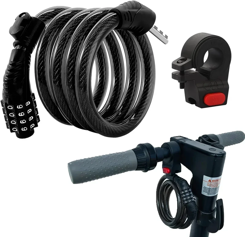 E Roller Schloss,4-stellige Fahrradschloss Kabelschloss Kompatibel für Xiaomi M365/Pro2/Max/ES/GXL Essential Scooter/Fahrrad/Motorrad/Baby 1.2m/12mmAnti-Diebstahl Ideal Zahlenschloss für 12 Stahlkabel