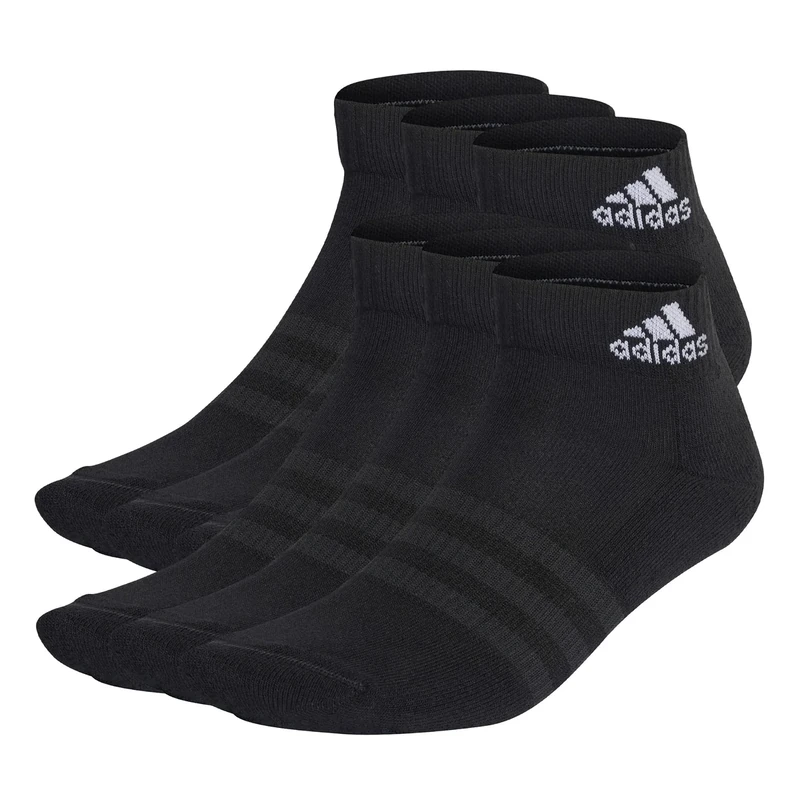 adidas Unisex Cushioned Sportswear Ankle Socks 6 Pairs, Black/White, 8.5-10