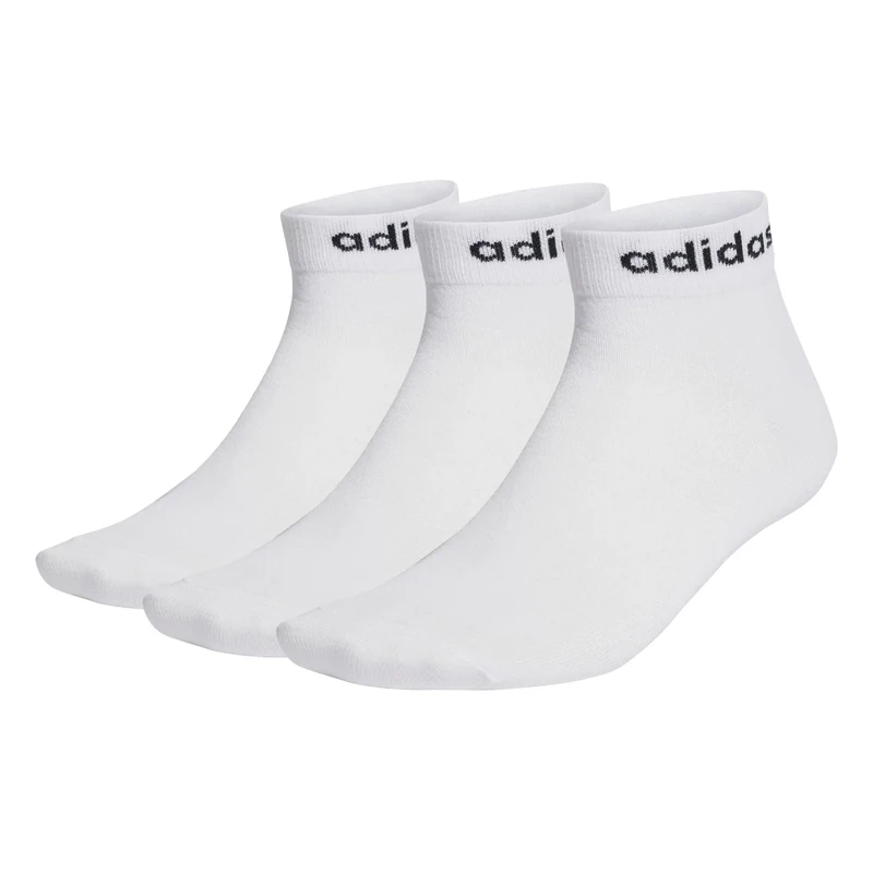 adidas Unisex Kids Think Linear Ankle Socks 3 Pairs, White/Black, 7-8 Years
