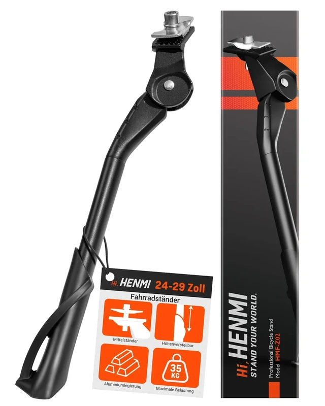 HENMI Fahrradständer 24-29 Zoll, Höheverstellbar Seiten-Ständer für E-Bike, Montainbike, Trekkingrad, Cityrad. Max. Belastung 35 kg