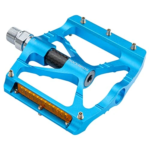 ROCKBROS Mountainbike-Pedale mit Reflektor, rutschfest, leicht, Aluminiumlegierung, Plattform, Fahrradpedale 9/16 Zoll für BMX, Rennrad, E-Bike