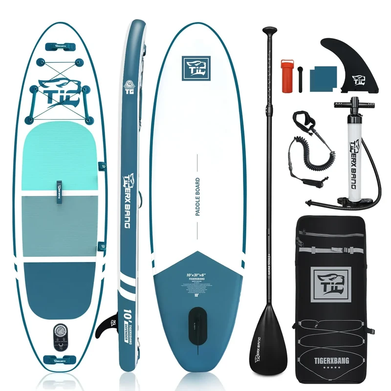 TIGERXBANG Aufblasbare SUP Boards Stand Up Paddleboarding 305x80x15cm mit hochwertigem SUP-Zubehör, Allround-Paddle-Boards für Erwachsene/Kinder, Defender Collection Blau