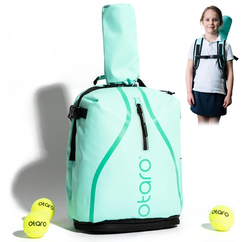 Otaro Tennisrucksack Kinder (mintgrün) | Tennistasche Kinder für 5–11 Jahre | Innovative Raumaufteilung & Hochwertige Verarbeitung | >60.000 begeisterte Kunden | Nie mehr Chaos in der Tennistasche |