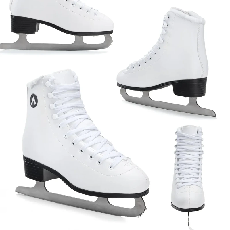 ATTABO Eislaufschuhe Damen SchlittschuheWeiß 39 (25,4 cm), Schnürung, Klassisches Design, Wärme und Komfort, Schlittschuhe aus Edelstahl, Für Anfänger und Fortgeschrittene bis 100 kg
