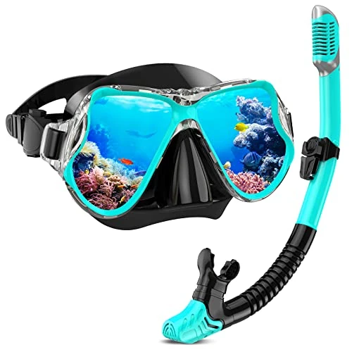 QcoQce Schnorchelset Erwachsene mit, Anti-Fog-taucherbrille und Dry Schnorchel