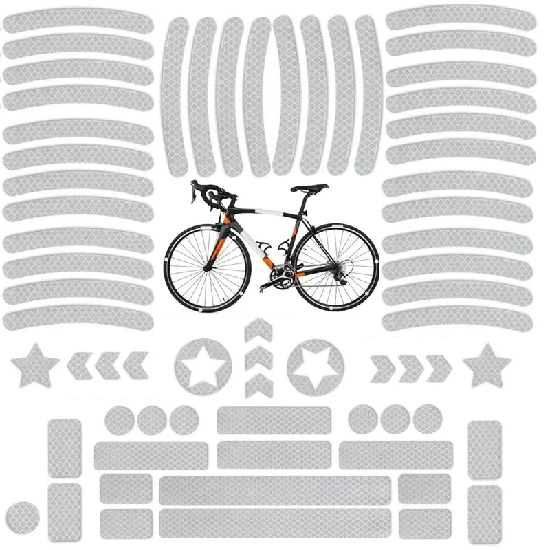 Tsathoggua Fahrrad Reflektoren Aufkleber Set, 66 Stück Fahrrad Felgen Aufkleber, Reflektoren Fahrrad Sticker mit Verschiedenen Formen, Leuchtaufkleber für Fahrrad, Motorräder, Kinderwagen und mehr