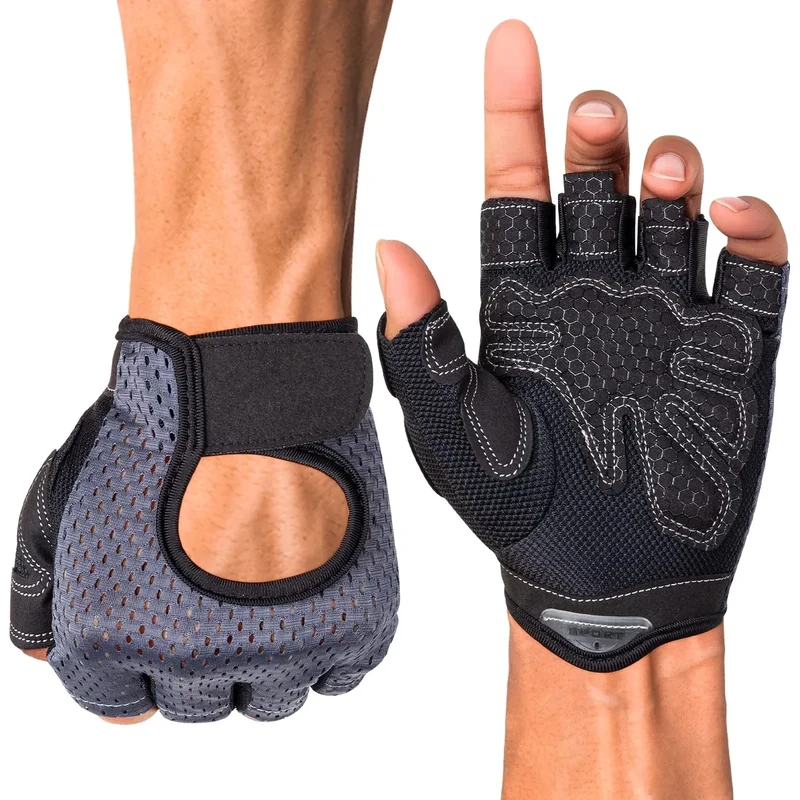MELLIEX Fitness Handschuhe Damen Herren, rutschfeste Gym Handschuhe Atmungsaktive Trainingshandschuhe mit Mikrofasergewebe für Gewichtheben, Fahrrad, Gym, Krafttraining, Crossfit, Grau(S)