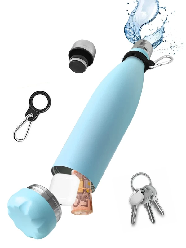 Diversion Wasserflasche aus Edelstahl mit Verstecktem Platz für Schlüssel, Geld, Bargeld, Kopfhörer, Schmuck, Metall Stash Can für Reisen, Strand, Zuhause, Büro, Hotel, Isoliert Auslaufsicher - Image 1