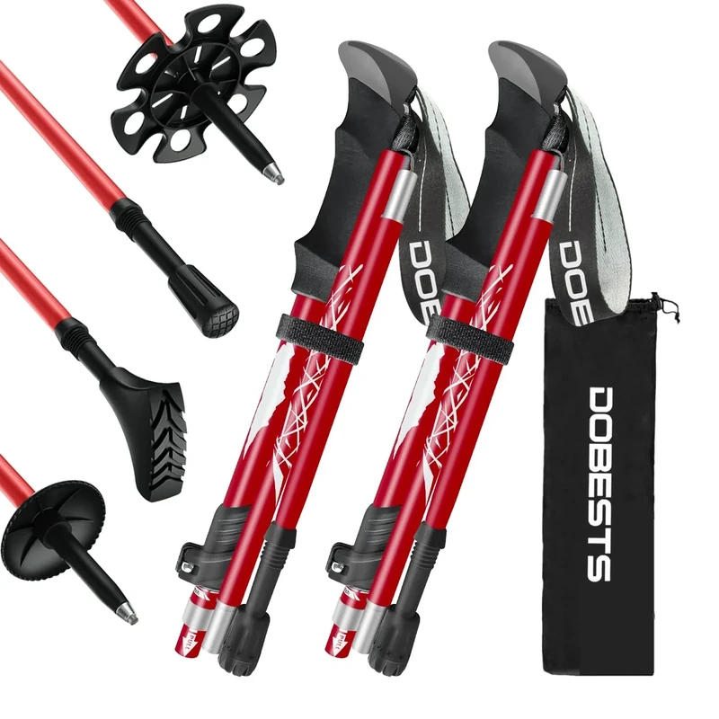 DOBESTS Wanderstöcke Nordic Walking Stöcke Aluminium (Rot)