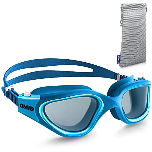 OMID Schwimmbrille, bequeme, polarisierte Schwimmbrille, beschlagfrei, auslaufsicher, UV-Schutz, kristallklare Sicht, Schwimmbrille für Herren, Damen, Erwachsene