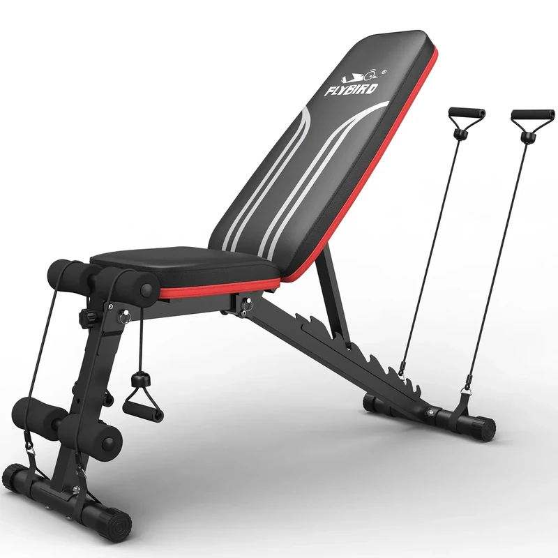 FLYBIRD Multifunktionale Hantelbank, 8-Fach Verstellbare Rückenlehne/3-Fach Verstellbare Fußstütze, 318kg Belastbarkeit, Klappbare Trainingsbank mit 90° für das Heim-Fitnessstudio-S&R