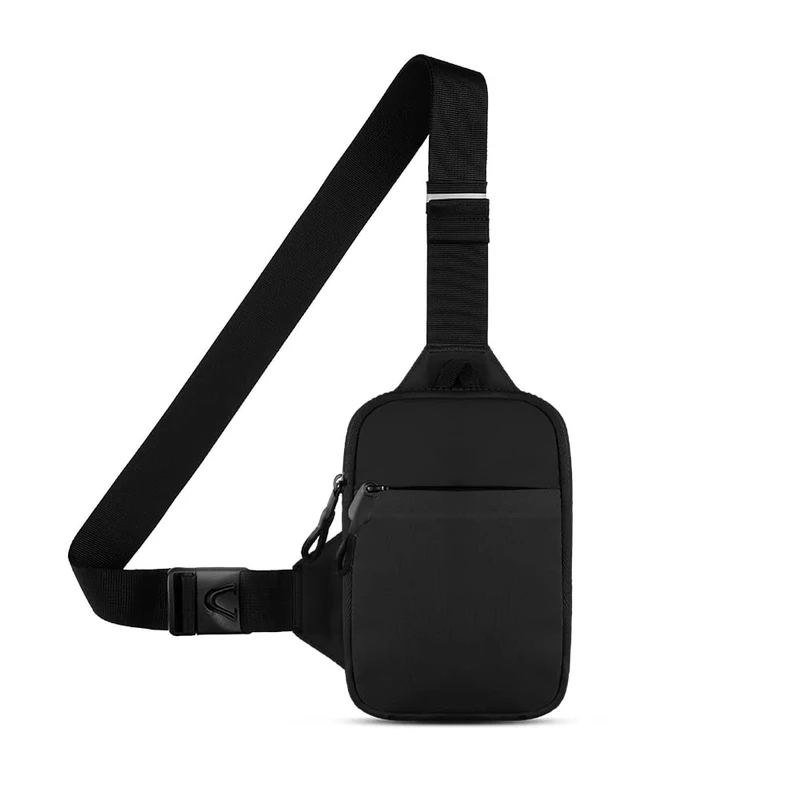 Simptech Schultertasche, Mini Crossbody Bag Brusttasche Sling Bag mit Doppeltasche, wasserabweisender umhängetasche, freihändig für Läufer, Workout, Wandern, Radfahren und Reisen. (Neu Schwarz) - Image 1