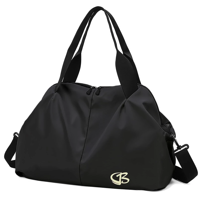 Vllcsla Sporttasche Damen Klein Reisetasche, 45x27x20 cm, mit Nassfach, Weekender Fitness Gym Bag, Sport Tasche Damen Fitnessstudio Gym Tasche, Leichte Weiche Sporttasche, Schwarz