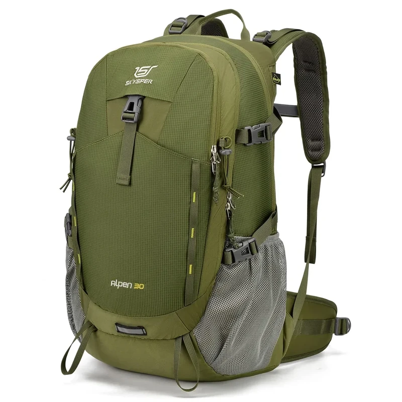 SKYSPER Wanderrucksack 30L Trekkingrucksack Wasserfest mit Rückenbelüftung und Netzrücken Tagesausflüge mit Hüftgurt für Outdoor Daypack