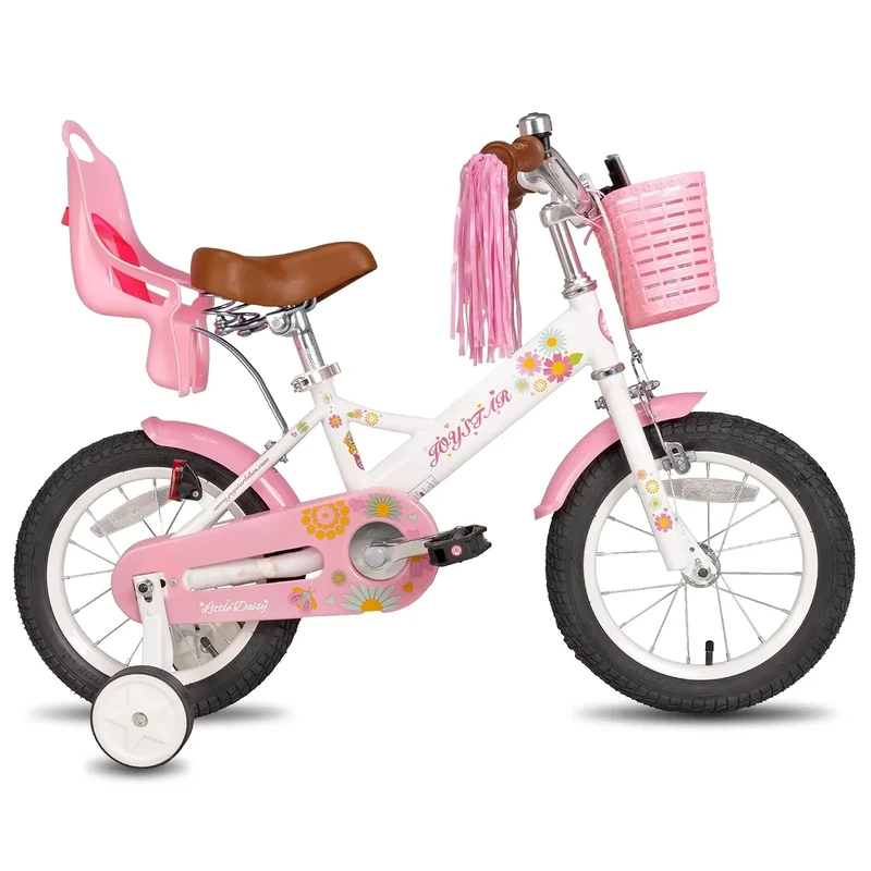 JOYSTAR Little Daisy 16 Zoll Kinderfahrrad für 4 5 6 7 Jahre Mädchen Kleinkinderfahrrad mit Stützrädern Prinzessin Kinderfahrrad mit Korb Fahrradschlangen Kleinkindfahrrad Fahrräder Weiß