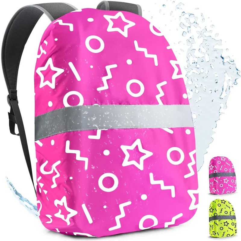 FlexiSchutz® Regenschutz für Rucksack/Schulranzen Regenschutz Kinder - 100% Wasserfester Ranzen Regenschutz Überzug für effektiven Schutz vor Nässe, Regenschutzhülle, Reflektierende Regenhülle
