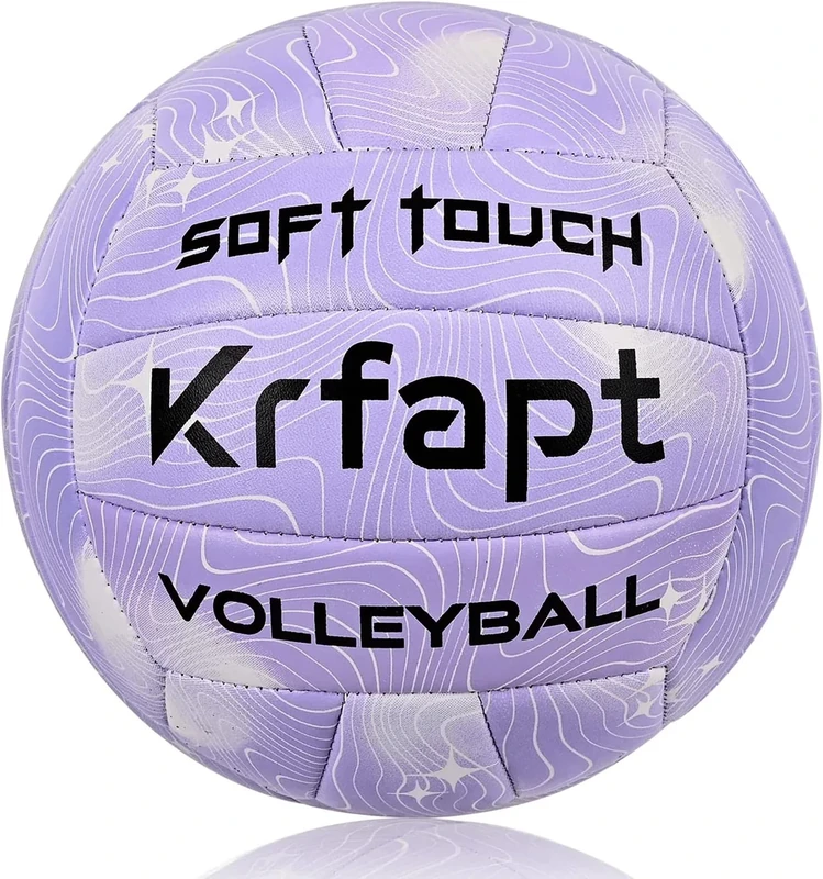 Krfapt Volleyball & Beachvolleyball Größe 5 Offiziell – Soft Touch Trainingsball für Outdoor/Indoor, Wasserfest mit Ripples Design(Purple)