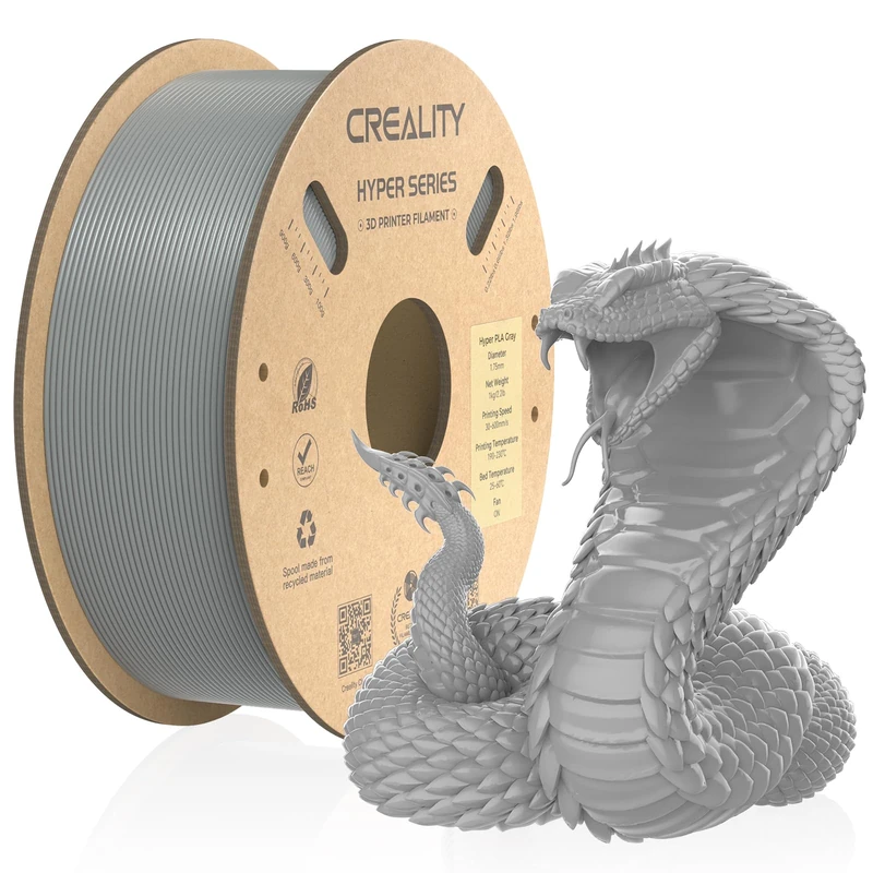 Creality offizielles 3D Drucker Filament, Hyper PLA High Speed Filament, 1.75mm 3D Druck Filament für Hochgeschwindigkeitsdruck, Maßgenauigkeit +/-0.02mm, 1kg/Spule - Grau - Image 1