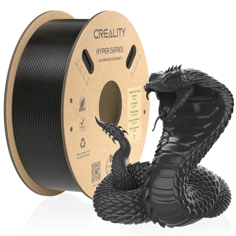 Creality offizielles 3D Drucker Filament, Hyper PLA High Speed Filament, 1.75mm 3D Druck Filament für Hochgeschwindigkeitsdruck, Maßgenauigkeit +/-0.02mm, 1kg/Spule - Schwarz