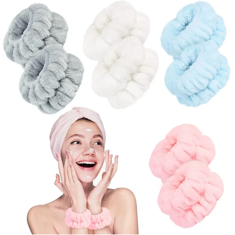 8 Stück Gesicht Wasch Armbänder, Mikrofaser Handgelenk Waschband zum Waschen Gesicht Saugfähige Wasser Schweissband für Makeup Gesichtshautpflege Spa Verhindern Wasser in den Ärmel Läuft
