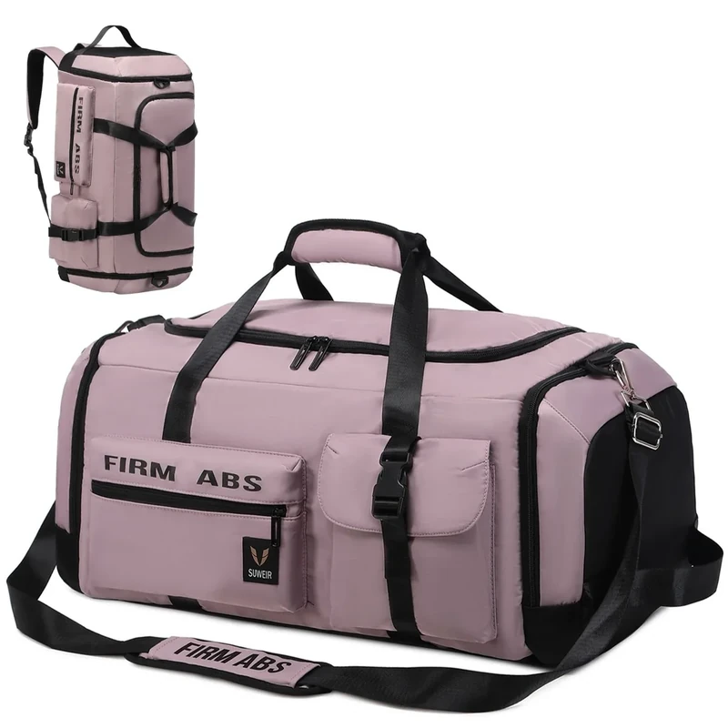 Suweir Reisetasche Groß Damen Herren 65L Sporttasche mit Schuhfach und Nass-Trockenfach Large Capacity Travel Bag Schwimmtasche Übernachtung Tasche für Reisen,Sport, Fitness (Lila Purple)