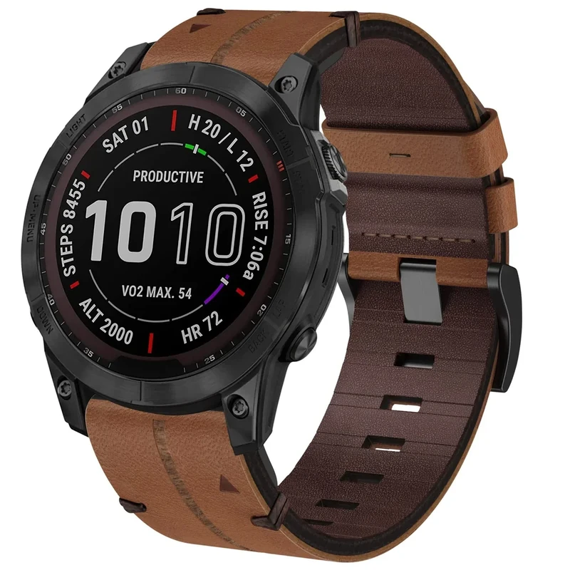 Leder Armband für Garmin Fenix 7, 22mm Ersatzarmband Quick-Fit Uhrenarmband für Fenix 6/Fenix 6 Pro/Fenix 5/Fenix 5 Plus/Forerunner 935 945/Instinct 2/Approach S60 S62/Fenix 8 47mm
