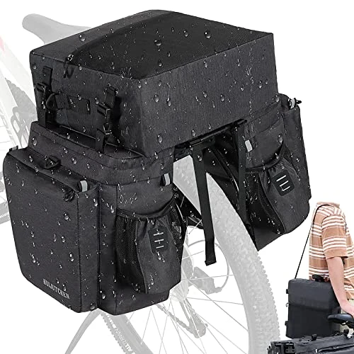 4 in1 Fahrrad Gepäckträgertasche, 10L Wasserdicht Reflektierend Bike Saddle Bag Multifunktionale Bike Rear Rack Bag mit Shoulder Strap Rucksackfunktion für Radfahren Pendeln Camping (Silber) (A)