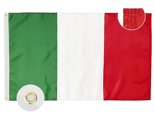 Qanmua Italien Fahne 90x150 cm, Nylon Oxford 210D Wind- und regengeschützt, wetterfest mit Messingösen Langlebige Italien Fahne für den Innen- und Außenbereich