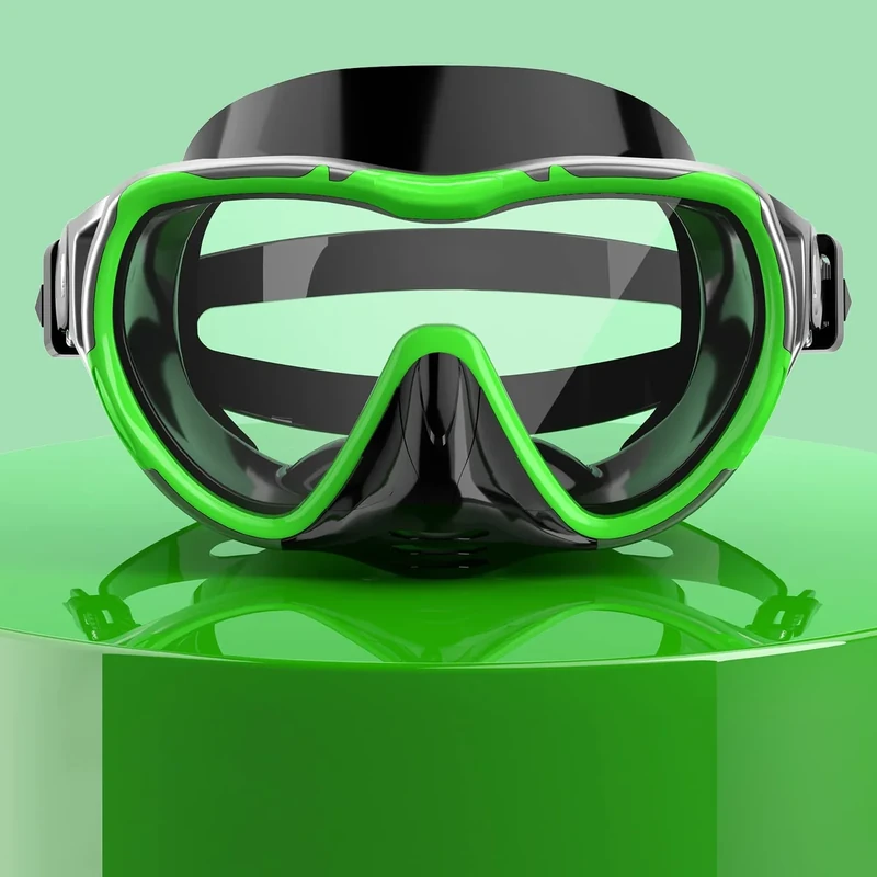 Taucherbrille Erwachsene Taucherbrille Schnorchelmaske 180°Panorama Weitsicht Tauchermaske Auslaufsicher Anti-Leck Schwimmbrille zum Tauchen, Fortgeschrittene Silikon Schürze Taucherbrille