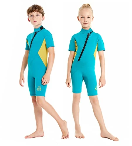 Summshall Neoprenanzug Kinder, 2mm Neopren Shorty Kinder Neoprenanzug Kurz Wärmender Neoprenanzüge Ultra Stretch Thermal Badeanzug für Mädchen Jungen Ultra Stretch Wetsuits für Wassersport
