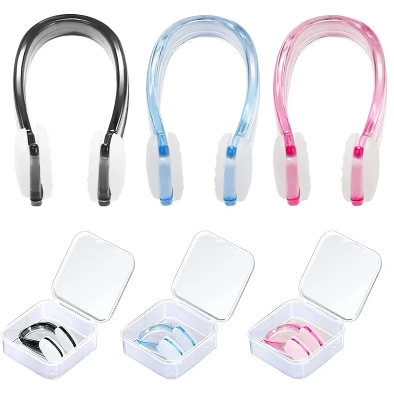 XPEX 3 Stücke Nasenklammer Schwimmen, nasenklammer schwimmen kinder,Nose Clips wasserdichte Nasenklammer mit Aufbewahrungsbox für Schwimmen Anfänger Profischwimme