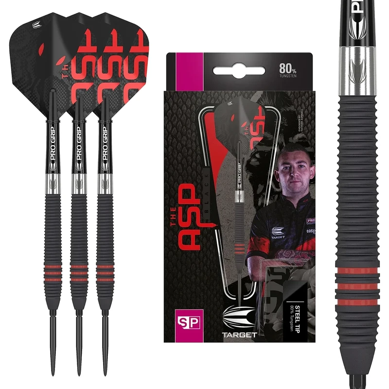 Target Darts Nathan Aspinall Die Asp Schwarz Dartpfeile Steeldart 22g 80% Wolfram Schweizer Punkt Stahlspitze Darts Set