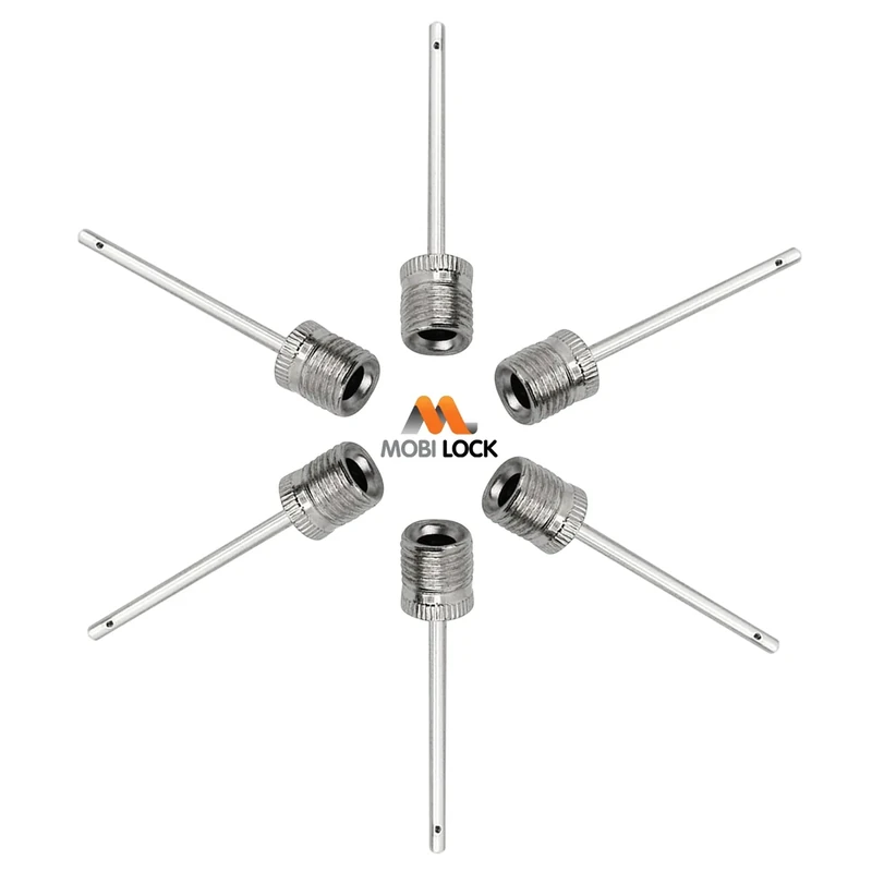 Mobi Lock 6 Stück Ballpumpen-Aufblasnadeln - Luftpumpennadeln aus Edelstahl - Ideal zum Aufpumpen von Fußbällen, Basketbällen, Volleybällen und Allen Anderen Sportbällen