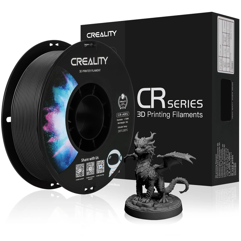 Creality Offizielles 3D-Drucker-ABS-Filament, 1,75 mm, kein Verheddern, starke Bindung und Überhangleistung, Maßgenauigkeit +/- 0,03 mm, 1 kg/Spule, schwarz - Image 1
