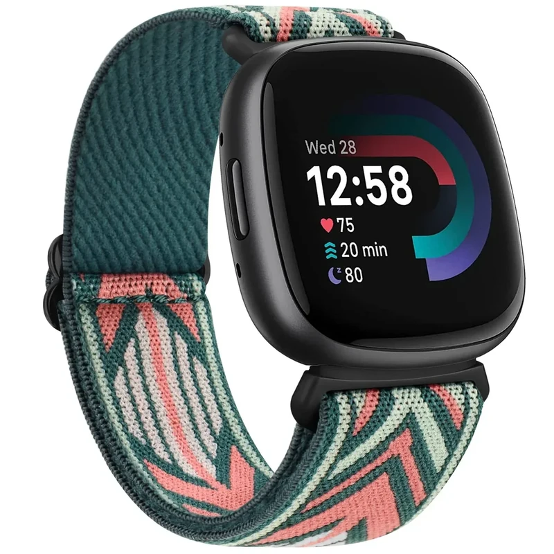 Vancle für Fitbit Versa 4 Armband Damen Herren,Nylon Verstellbares Ersatzarmbänder für Fitbit Versa 3/Sense 2/Sense(Grüner Pfeil)