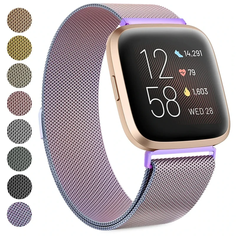 Oumida Fitbit Versa/Versa 2/Versa Lite Armband - Premium Edelstahl Metall Ersatz für Damen und Herren mit Starker Magnet