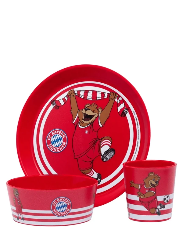 FC Bayern München Kindergeschirr Set 3teilig Berni I Becher, Teller, Schüssel