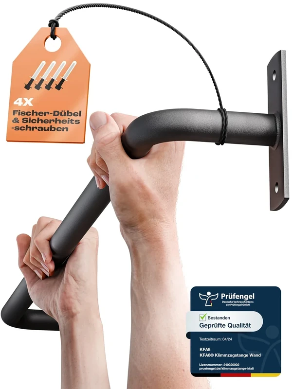 Klimmzugstange Wand aus Stahl – KFA8 Pull Up Bar Wandmontage | 32mm Griff, bis 150 kg | 100cm Stange für Calisthenics & Home Gym inkl. Fischer-Dübel