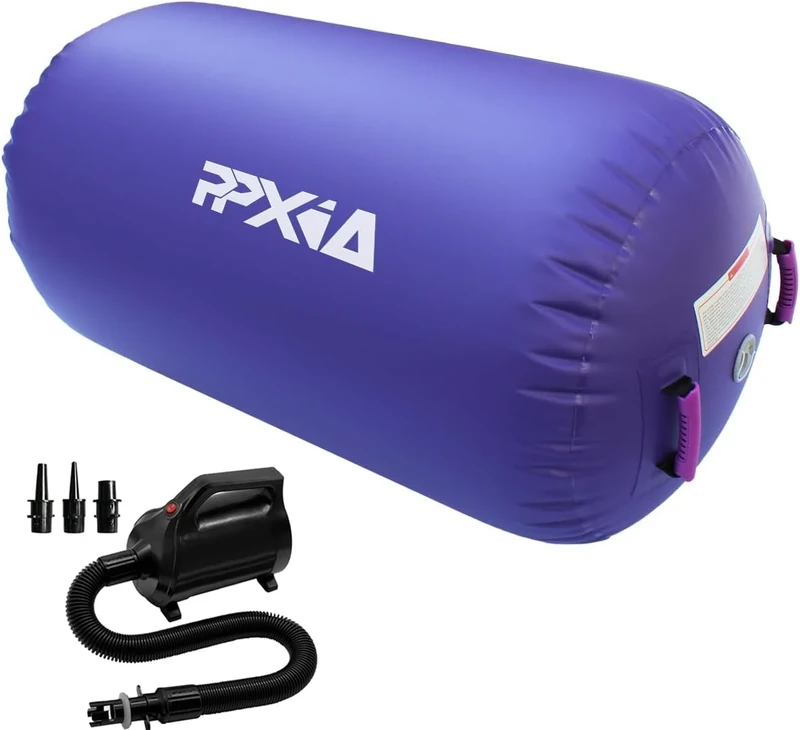 PPXIA Aufblasbare Air Roll Air Barrel Airspot Airmatte Track Gymnastik Tumbling Matten, Gymnastikmatte mit Pumpe, Turnmatte Trainingsmatte für Zuhause, Taekwondo, Yoga, Gym, Fitness