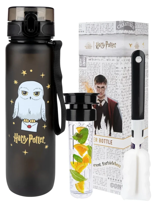 MOMO WAY Wizarding World Trinkflasche Tritan Wasserflasche Mit Früchtebehälter Wiederverwendbare Sportflasche Für Schule Gym Geschenk BPA-Frei 1-Klick Verschluss Harry Potter 1000ml - Image 1