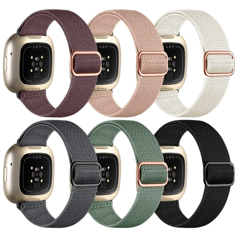 IMIVIO 6 Stück Kompatibel mit Fitbit Versa 3 Armband/Fitbit Versa 4 Armband/Fitbit Sense/Fitbit Sense 2 Armbänder, Weiches Elastisch Ersatz Nylon Sport Band für Damen/Herren, Licht