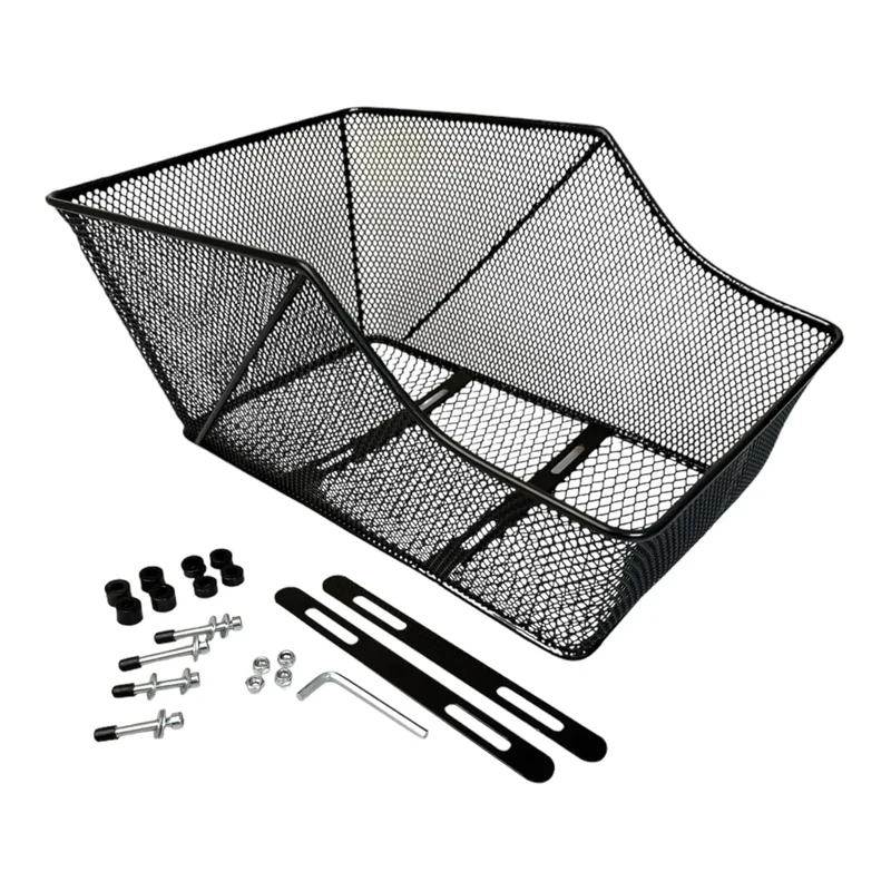 Fahrradkorb Hinterradkorb Fahrradeinkaufskorb Gepäckträgerkorb Schwarz zur Festmontage 445x300x190mm LTJ 030002-1