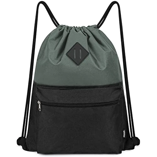 WANDF Kordelzug-Rucksack, Sport-Turnbeutel mit Nassfach, wasserabweisender Kordelzug-Rucksack, Cinch-Tasche für Damen und Herren (Schwarz)
