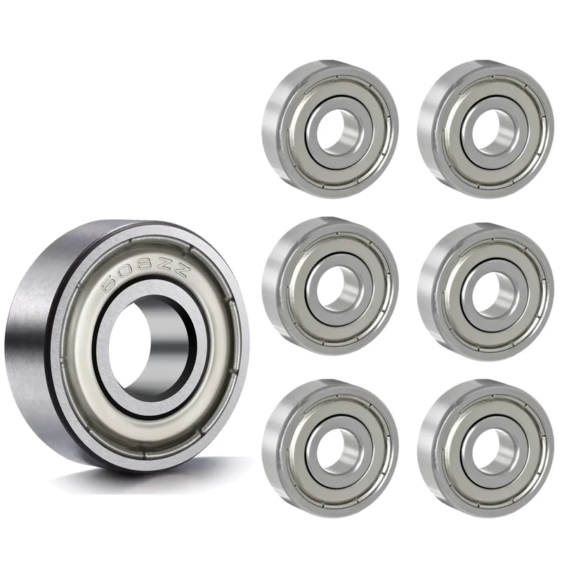 6 Stück 608 ZZ Kugellager, 8mm x 22mm x 7mm, Metall Double Shielded Miniatur Rillenkugellager für Skateboard, Roller, Inline Skates, Geeignet für ABEC-Lager - Image 1